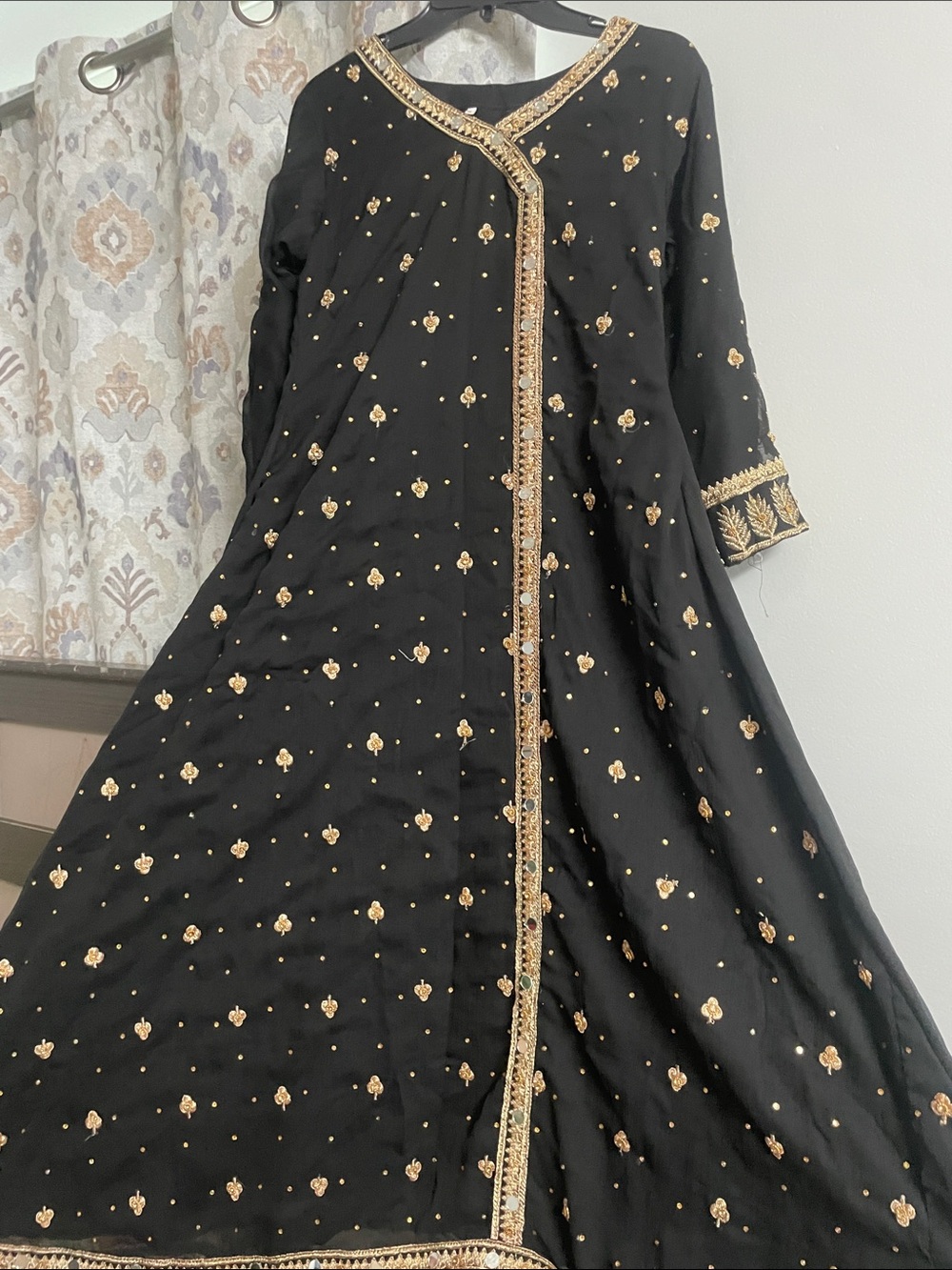 Embroidered Black & Gold Anarkali Dress - Picture 1 of 1